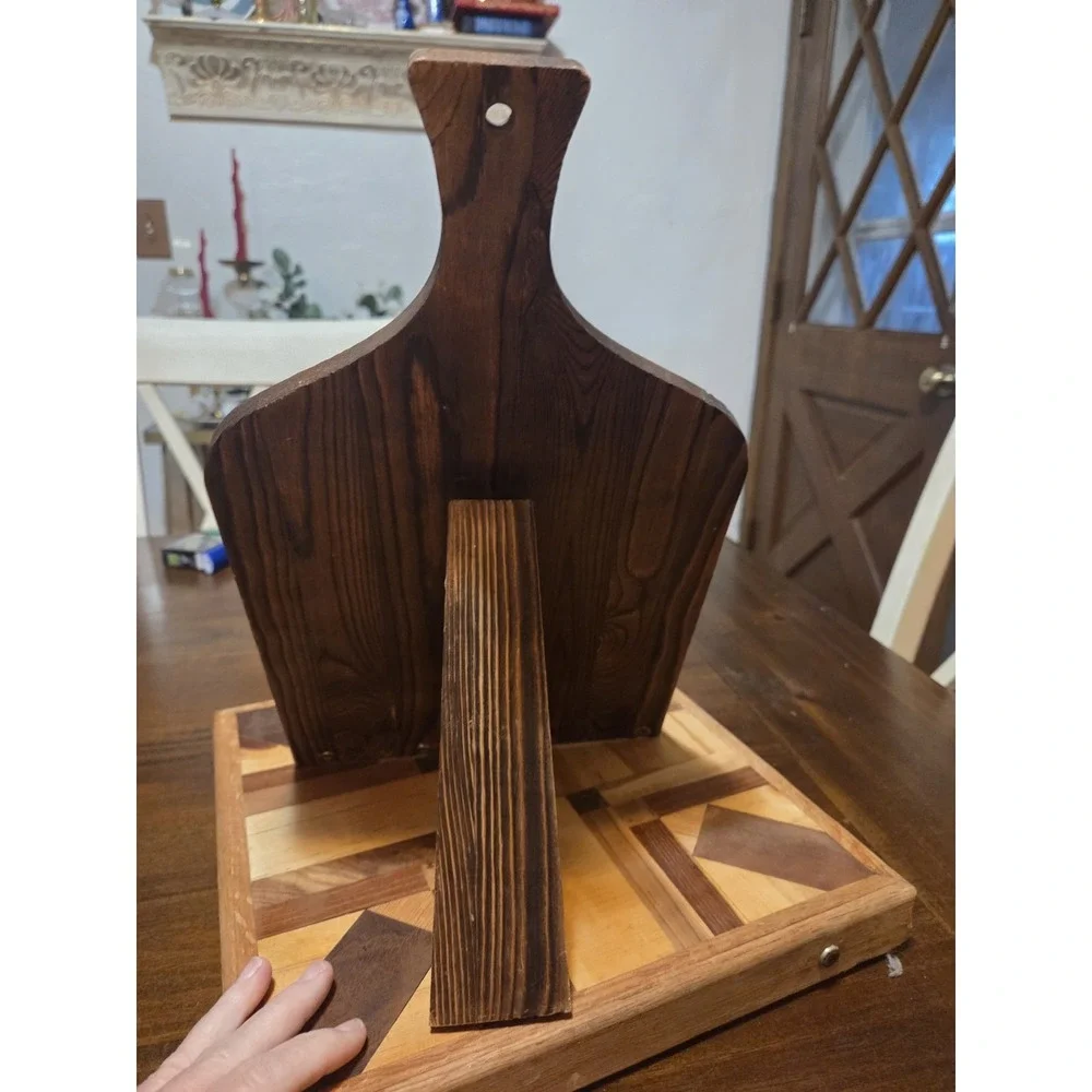 Rustic Cookbook Stand Resemble A Cutting Board